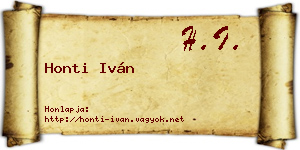 Honti Iván névjegykártya
